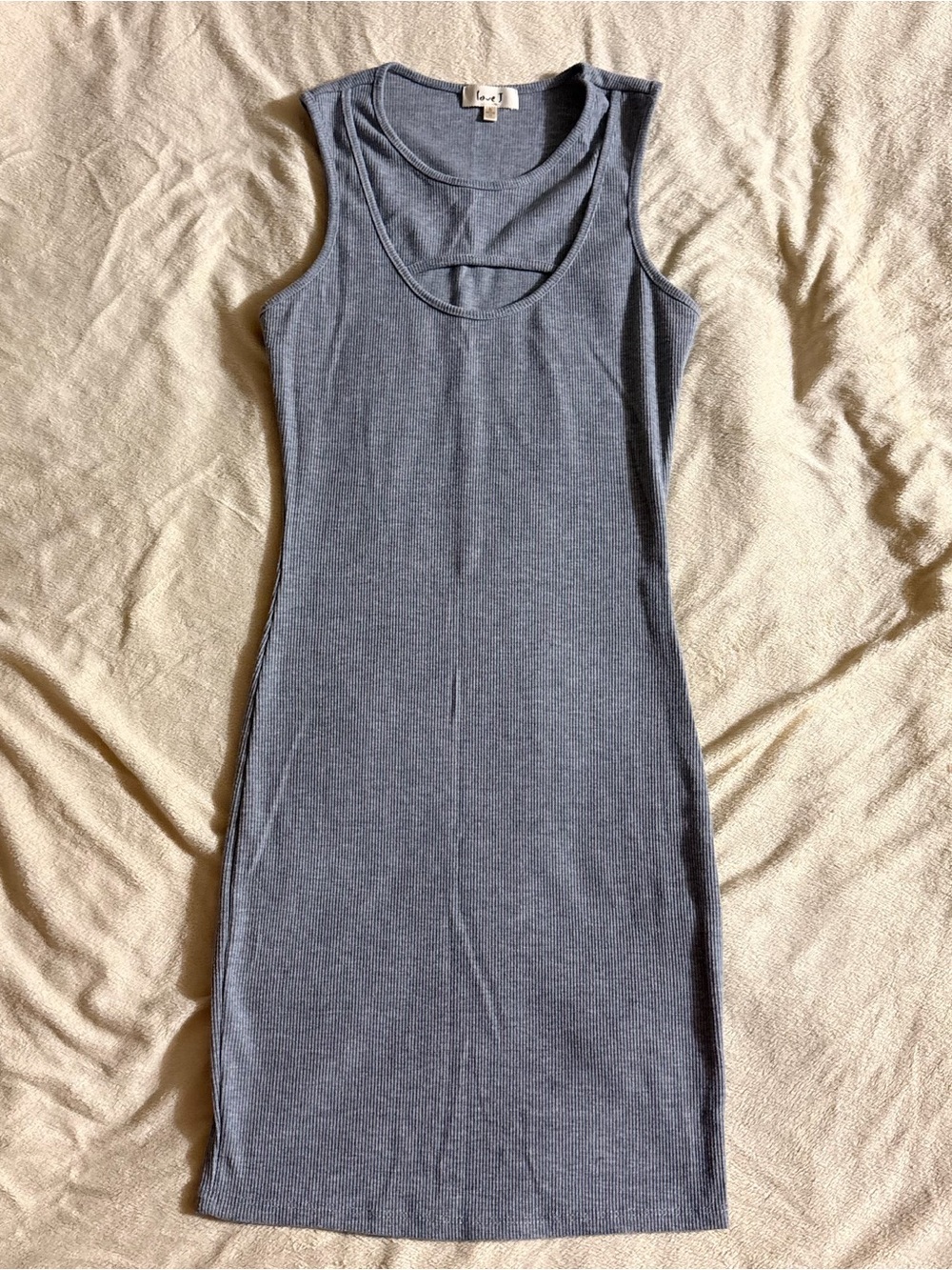 Love J Small Gray Fitted Pencil Dress Sleeveless Layered Scoop Neck Open Chest